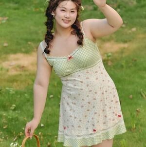 Green and White Floral Dress